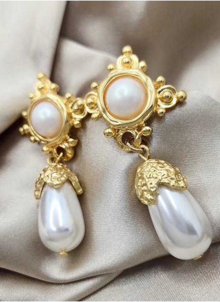 LILLY ALL MY LOVE - S925 White Gold-Plated Retro Palace Style Drop-Shaped Pearl Inlaid With Zircon Fashion Women's Earrings, Dinner Party Evening Dress Matching - Image 1
