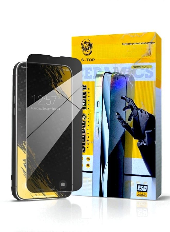 اس-توب واقي شاشة نانو مضاد للتجسس لـ آيفون 15 (iPhone 15) لحماية الخصوصية (لقافة)  من S-TOP, حماية قصوى للشاشة من الخدوش والكسر - Image 2