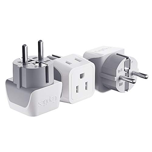 Ceptics Schuko Germany, France Plug Adapter, Dual Input - Ultra Compact Light Weight - Usa to Russia, South Korea Travel Adaptor Plug - Type E/F (3 Pack) - Image 4