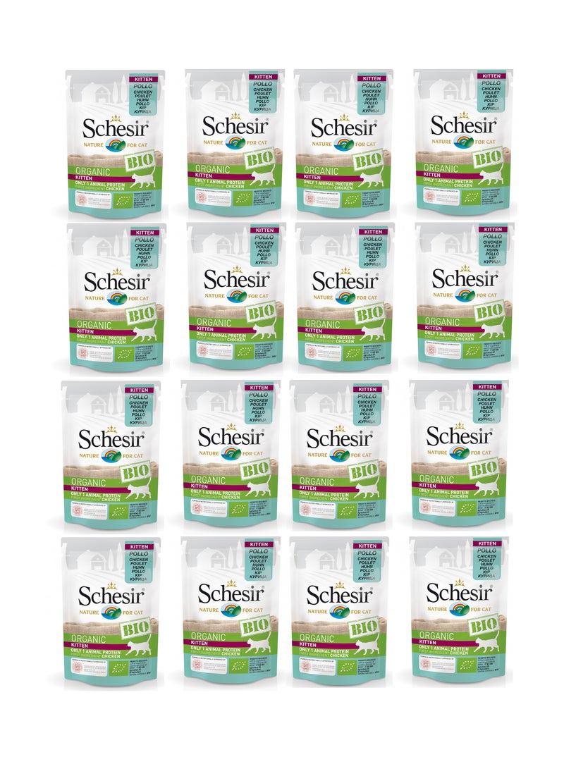 16pcs Kitten Bio Chicken Cat Wet Food 16x85g