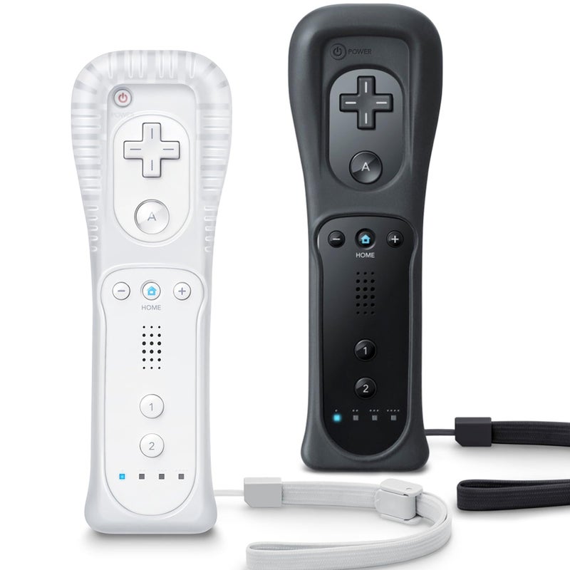 TIANHOO Remote Controller for Wii Wii U with Silicone Case and Wrist Strap 2 pack White Black - Image 2