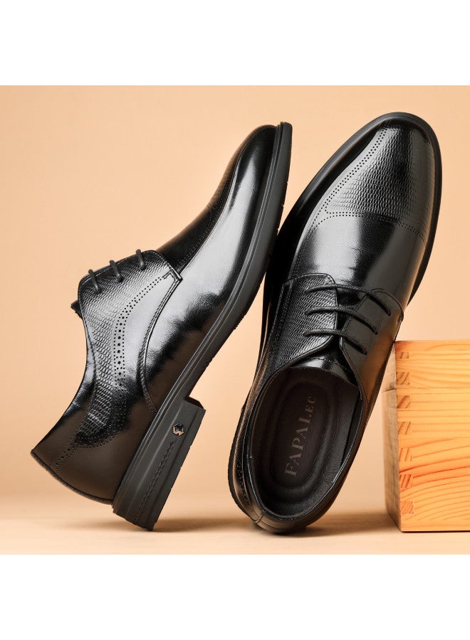 Fapai Men's Leather Shoes New Derby Shoes British Style Formal Business Shoes Men's Genuine Leather Breathable Men's Leather Shoes - Image 4