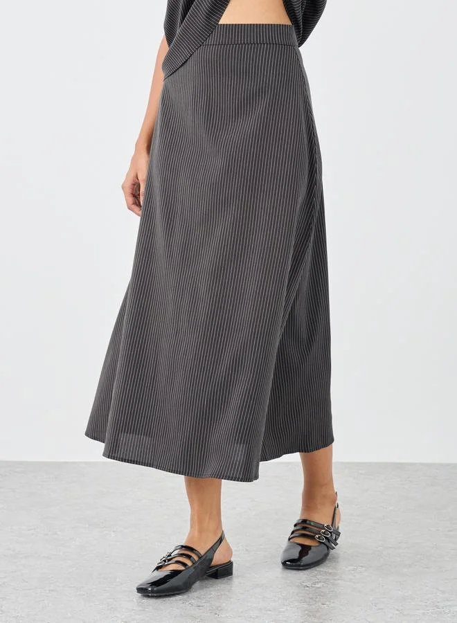 Take Two Take Two Striped Round Neck Top and Midi Skirt Co-Ords