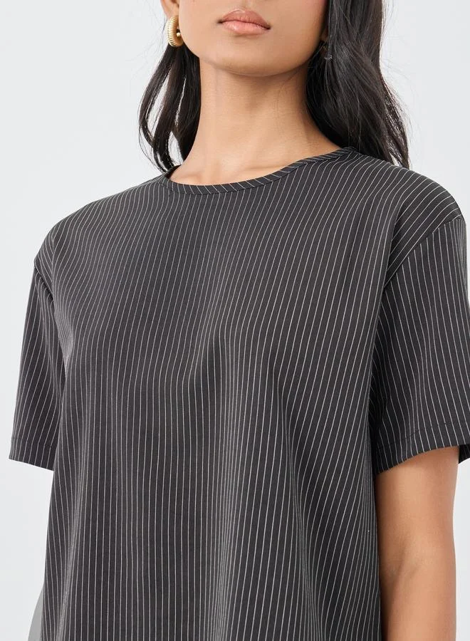 Take Two Take Two Striped Round Neck Top and Midi Skirt Co-Ords