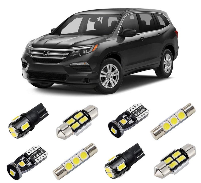 مجموعة أضواء LED داخلية بيضاء BRISHINE لسيارة هوندا بايلوت 2016 2017 2018 2019 2020 2021 فائقة السطوع 6000K