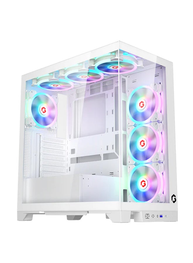 GAMEON Emperor Arctic IV Series Mid Tower Gaming Case ARGB+Remote, 7 Fans Case White - Image 2