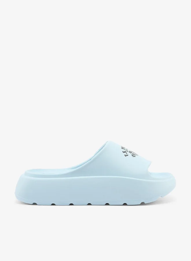U.S. Polo Assn. Women's Light Blue Slides - Stylish Perfect for Casual Outfit