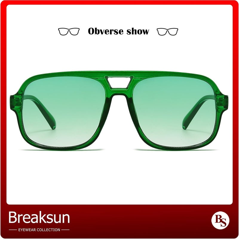 Breaksun Square Aviator Sunglasses for Men Women Fashion Vintage Diamond Cutting Lens Classic Military Pilot Gradient Shades - Image 5