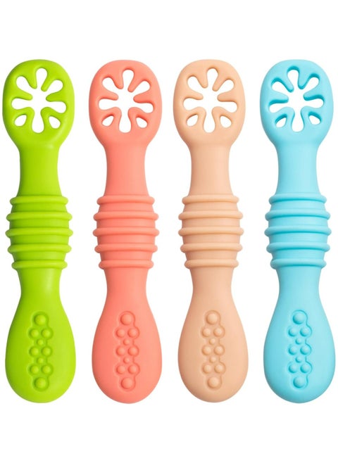 4PCS Baby Silicone Spoons, BPA-Free Teething and Feeding Aid (4+ Months)