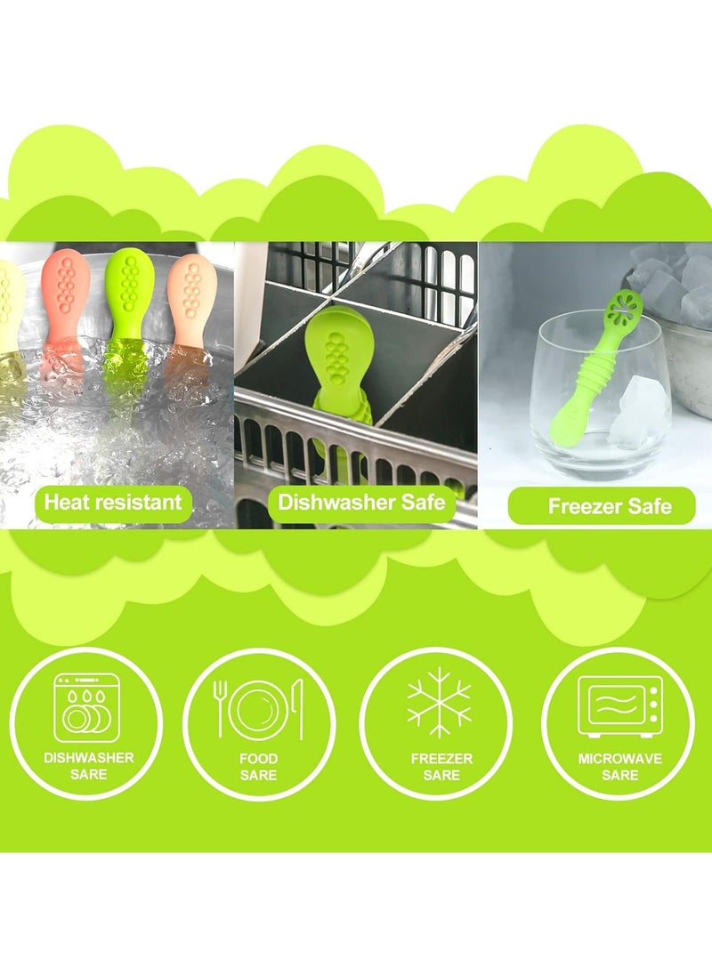 4PCS Baby Silicone Spoons, BPA-Free Teething and Feeding Aid (4+ Months)