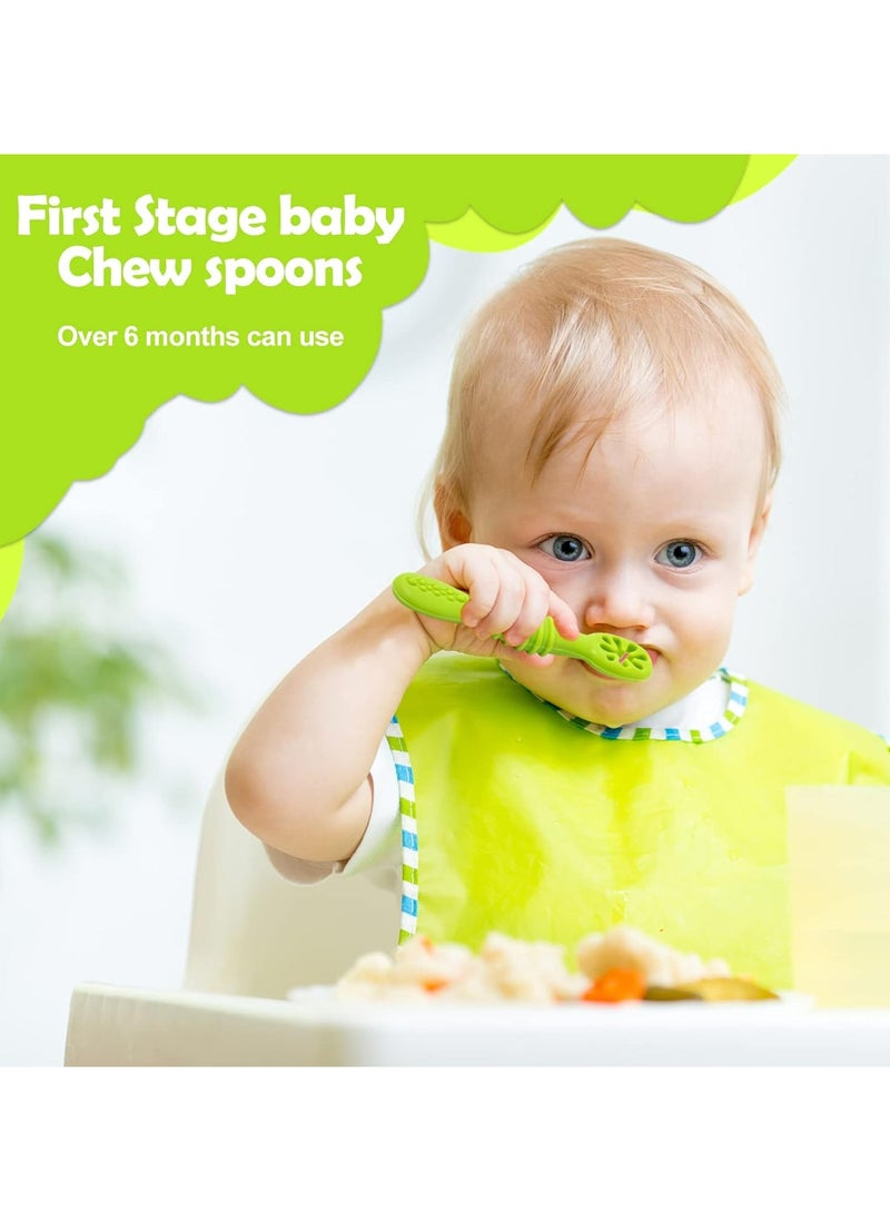 4PCS Baby Silicone Spoons, BPA-Free Teething and Feeding Aid (4+ Months)