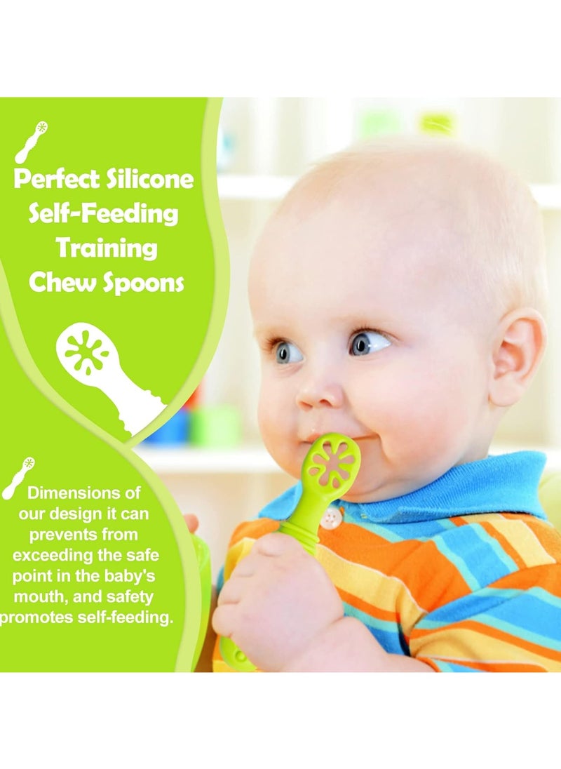 4PCS Baby Silicone Spoons, BPA-Free Teething and Feeding Aid (4+ Months)