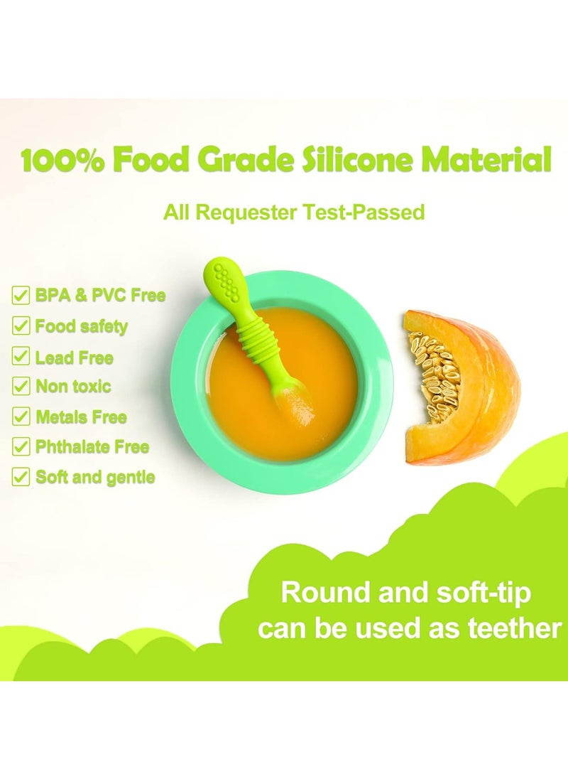 4PCS Baby Silicone Spoons, BPA-Free Teething and Feeding Aid (4+ Months)