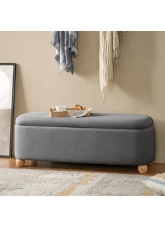 LEGACY OF COMFORT LEGACY OF COMFORT Darioush Modern 51 Wide Storage Bench with Solid Wood Legs 2 Seater Sofa Bench As Extra Seating Options Or Footrest Ottoman with Storage Bench for Living Room Bedroom Dark Grey  - Image 1