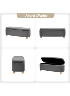 LEGACY OF COMFORT LEGACY OF COMFORT Darioush Modern 51 Wide Storage Bench with Solid Wood Legs 2 Seater Sofa Bench As Extra Seating Options Or Footrest Ottoman with Storage Bench for Living Room Bedroom Dark Grey  - Image 5