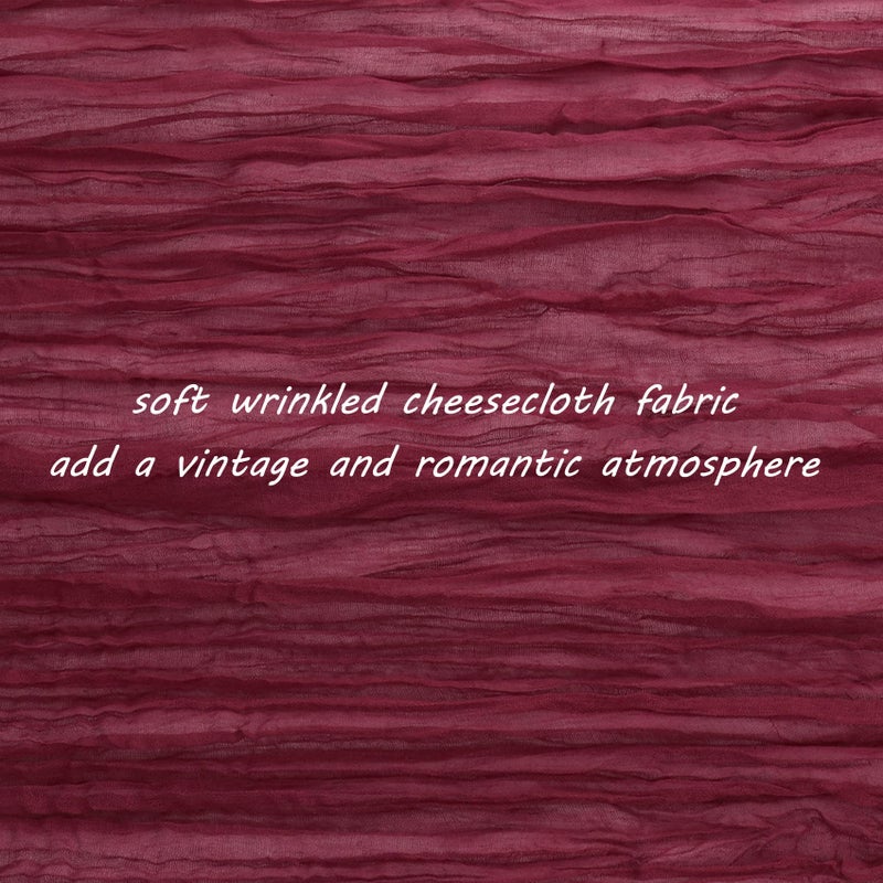 Fivenl 12 Pack 10Ft Cheesecloth Table Runner 35x120 Inch Boho Gauze Table Runner Rustic Cheese Cloth Long Romantic Table Runners for Wedding Bridal Shower Birthday Party Table Decor (Burgundy) - Image 3