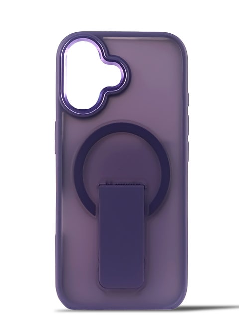 جراب هاتف مغناطيسي فاخر قابل للطي من ماج سيف لهاتف آيفون 16 بلس، غطاء خلفي شفاف غير لامع (أرجواني)