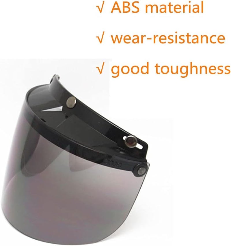 MACHSWON Motorcycle 3-Snap Helmet Windshield Lens Anti-UV Flip Up Face Visor Smoke - Image 5