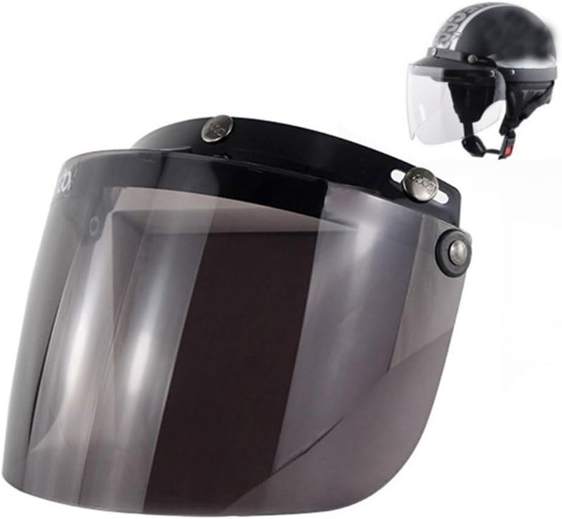 MACHSWON Motorcycle 3-Snap Helmet Windshield Lens Anti-UV Flip Up Face Visor Smoke - Image 3