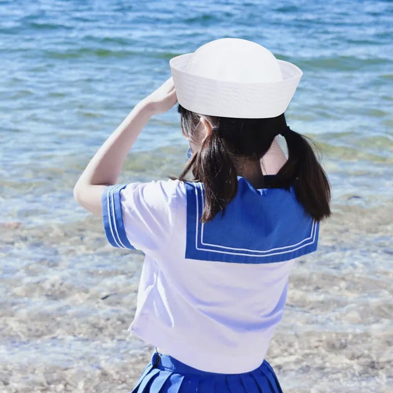 SUMERSHA 2pcs White Sailor Hat for Women Men Navy Captain Hat Yacht Hat Halloween Costume Sailor Cap for Dressing Up Party - Image 4