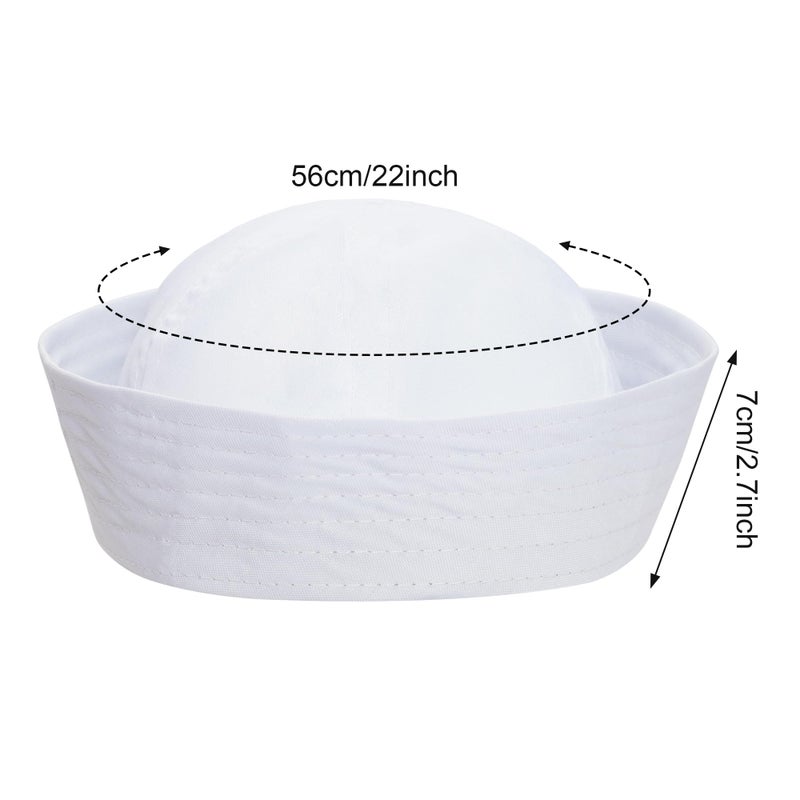 SUMERSHA 2pcs White Sailor Hat for Women Men Navy Captain Hat Yacht Hat Halloween Costume Sailor Cap for Dressing Up Party - Image 2