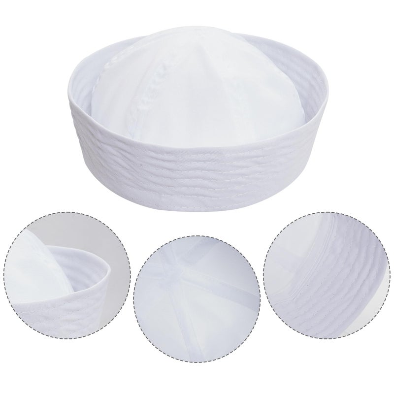 SUMERSHA 2pcs White Sailor Hat for Women Men Navy Captain Hat Yacht Hat Halloween Costume Sailor Cap for Dressing Up Party - Image 3