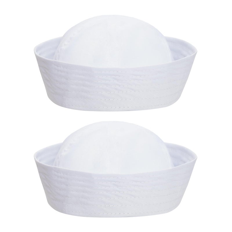 SUMERSHA 2pcs White Sailor Hat for Women Men Navy Captain Hat Yacht Hat Halloween Costume Sailor Cap for Dressing Up Party - Image 1