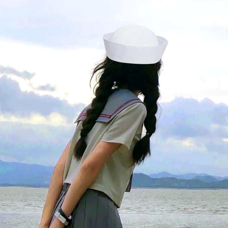 SUMERSHA 2pcs White Sailor Hat for Women Men Navy Captain Hat Yacht Hat Halloween Costume Sailor Cap for Dressing Up Party - Image 5