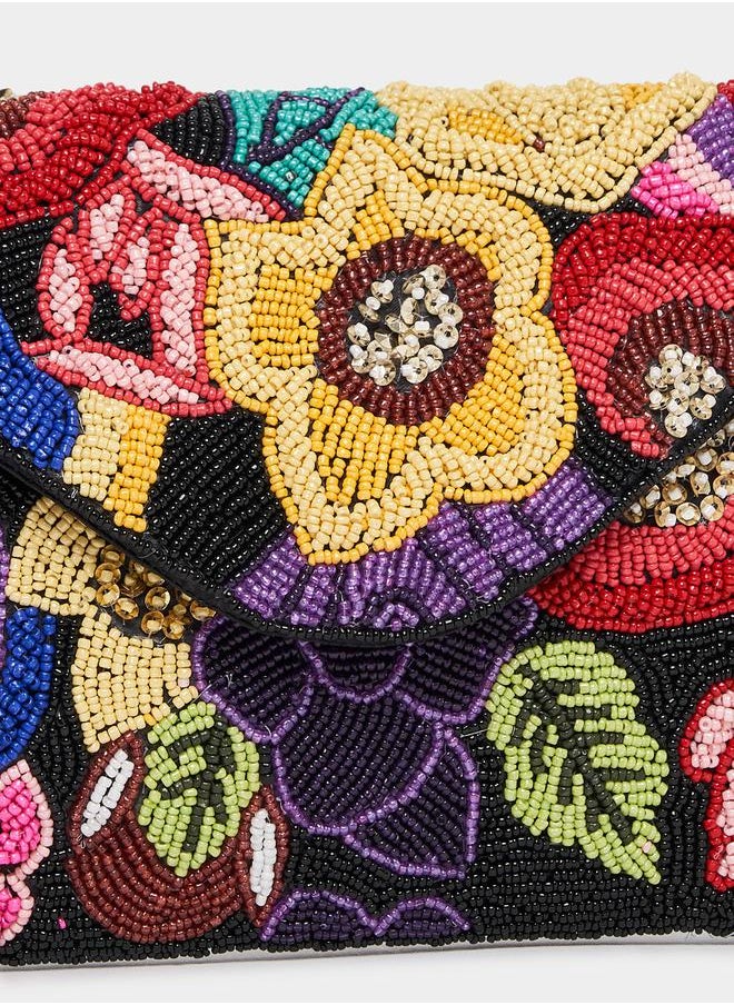 Styli Floral Embellished Clutch with Detachable Chain Strap  - Image 5