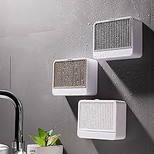 Woffely 2 Pc's Premium Plastic Creative Wall Mounted Double Bar Bathroom Soap Box Holder Soap Dish with Drainage Box Soap Box with Lid Single Grid Soap Draining Rack (Pack of 2) (Multicolor) - Image 2