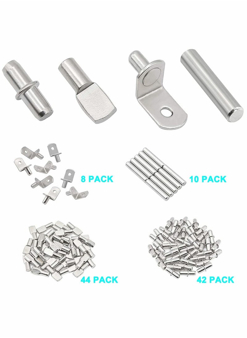 Y&D Shelf Pins Kit,4 Styles Nickel Plated Support Pegs, Bookshelf Pegs for Shelves, Cabinet Bracket Holders Kitchen Furniture & Closet 104Pcs (5mm 1/4inch)  - Image 4