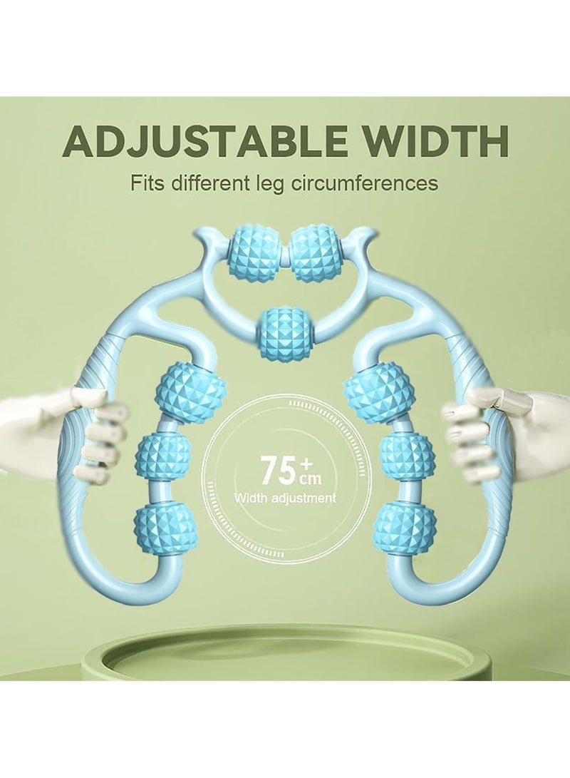 CMGTYYD. 360 درجة دائرية 9 عجلات تدليك، العضلات الأسطوانة الساق رقبة ذراع ترقية تدليك للساق رقبة ذراع أداة تدليك الاسترخاء العضلات للرجال والنساء (أزرق) - Image 3