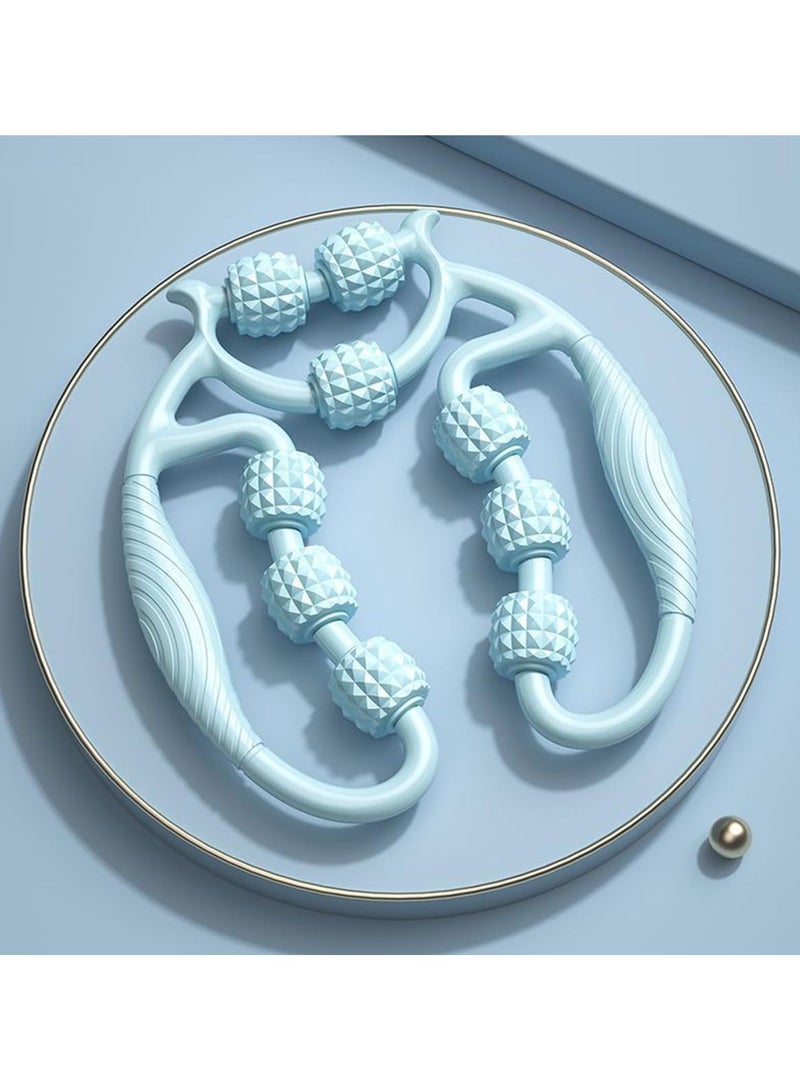 CMGTYYD. 360 درجة دائرية 9 عجلات تدليك، العضلات الأسطوانة الساق رقبة ذراع ترقية تدليك للساق رقبة ذراع أداة تدليك الاسترخاء العضلات للرجال والنساء (أزرق) - Image 1