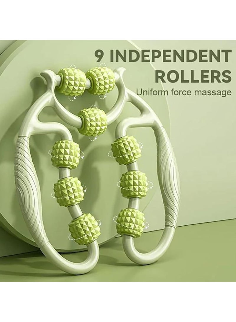 CMGTYYD. 360 درجة دائرية 9 عجلات تدليك، العضلات الأسطوانة الساق رقبة ذراع ترقية تدليك للساق رقبة ذراع أداة تدليك الاسترخاء العضلات للرجال والنساء (أزرق) - Image 5