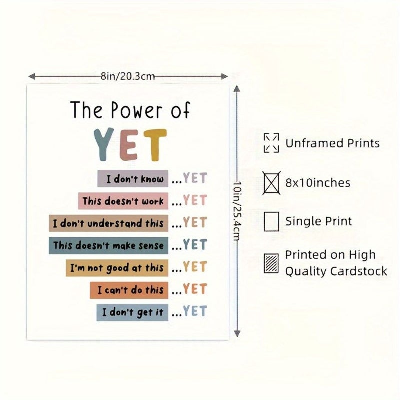 8x10 Inch Unframed The Power Of Yet Growth Mindset Poster For Therapy Office Classroom Boho Decor - Image 2