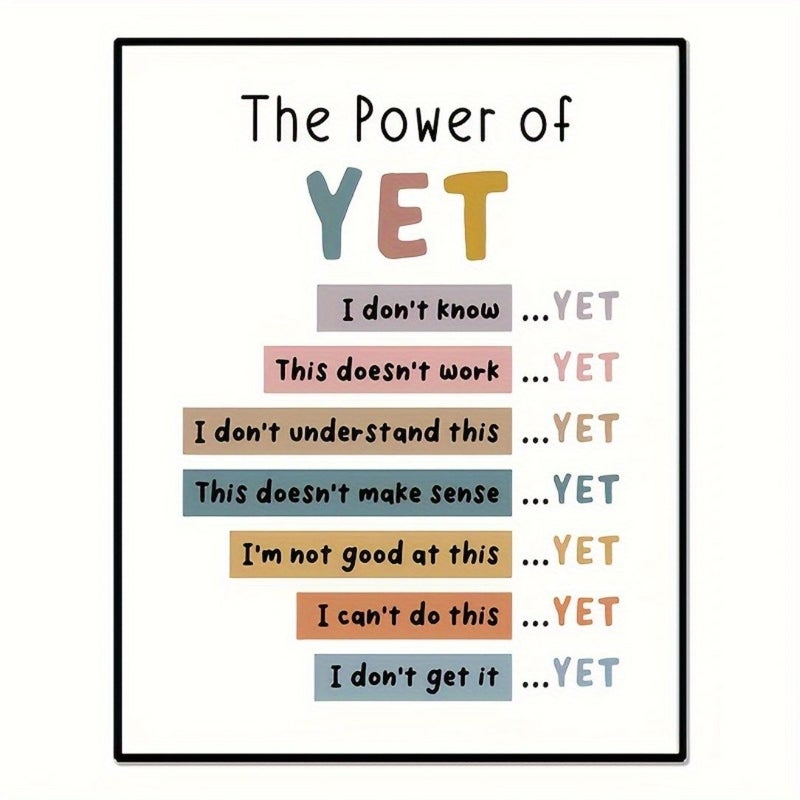 8x10 Inch Unframed The Power Of Yet Growth Mindset Poster For Therapy Office Classroom Boho Decor - Image 1