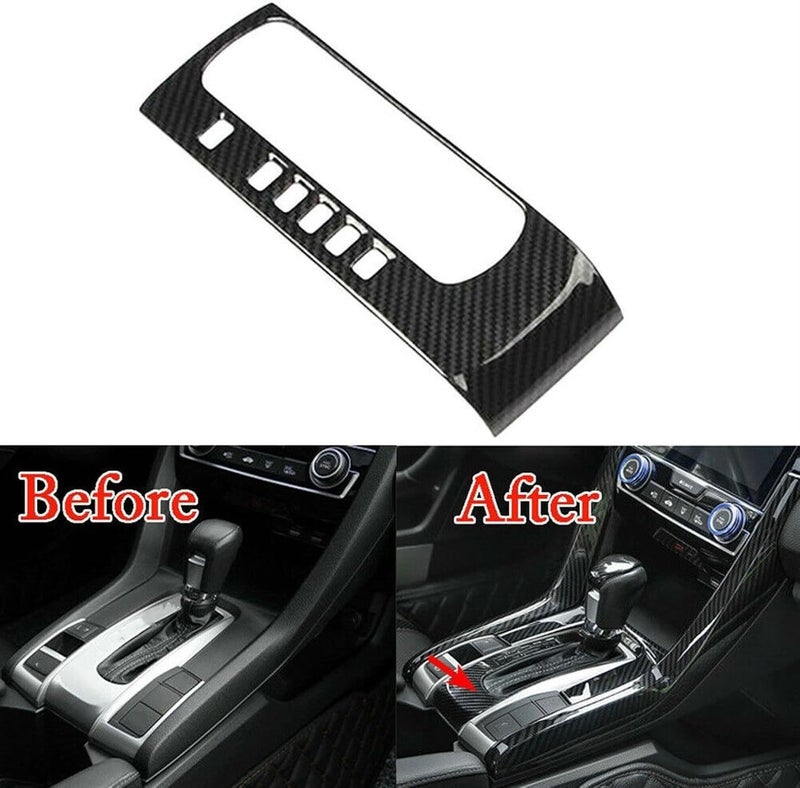Yurefax Carbon Fiber Gear Shift Box Panel Cover Trim for Civic 2016-2018 - Image 2
