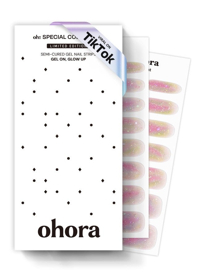 اوهورا شرائح أظافر جل شبه معالجة من أوهورا (قنبلة قوس قزح) - قوس قزح، أومبري، تعمل مع أي مصابيح الأشعة فوق البنفسجية/مصابيح LED، بجودة صالون التجميل، تدوم طويلاً، سهلة التركيب والإزالة - تتضمن 2 وسادة تحضير، مبرد أظافر وعصا خشبية - Image 1