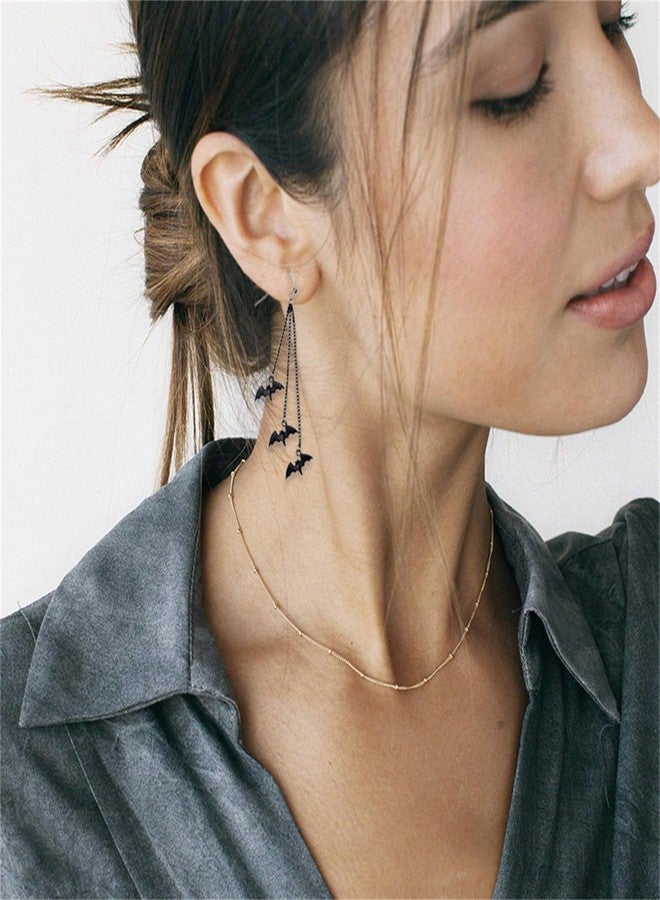 RLHRNDE Halloween Bat Earrings for Women Gothic Punk Black Bat Vampire Acrylic Dangle Earrings Halloween Costumes Scary Decorations Party Jewellery Gift (Black) - Image 4