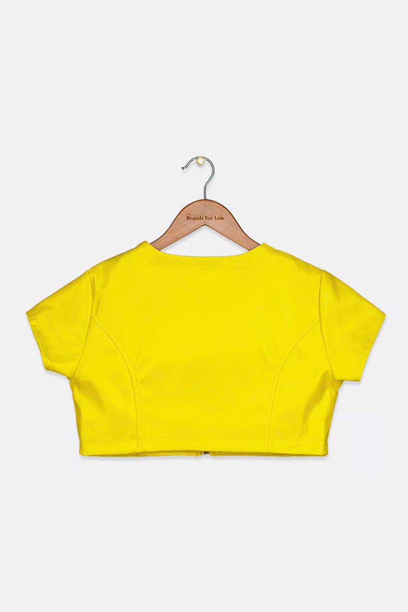 byblos Kid Girls Full Zip Short Sleeve Tops, Yellow - Image 2