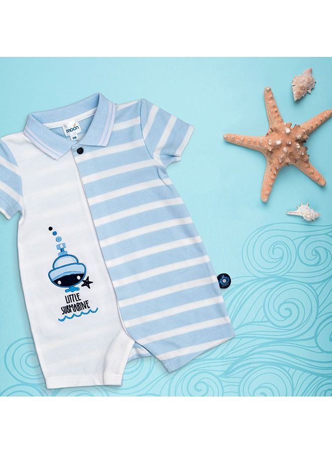 MOON 100% Cotton Romper With Collar 6-9M Blue - Little Submarine - Image 5