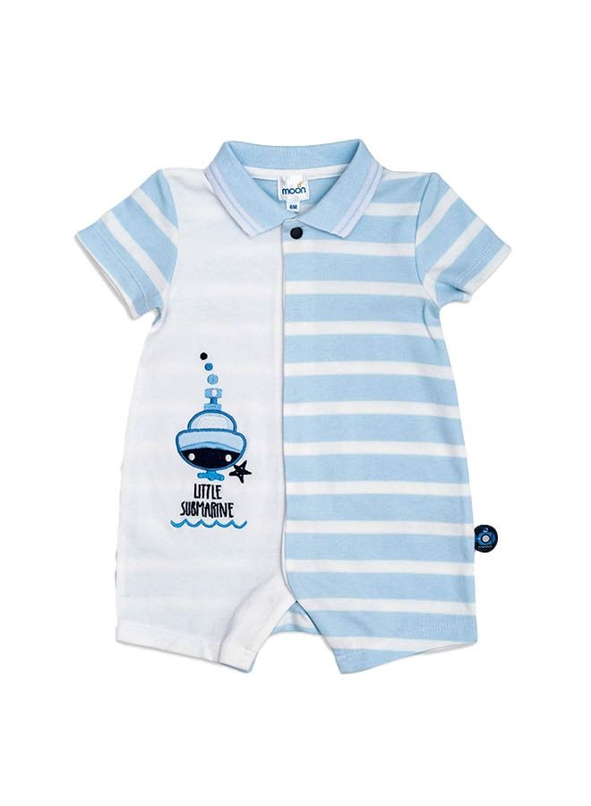 MOON 100% Cotton Romper With Collar 6-9M Blue - Little Submarine - Image 1