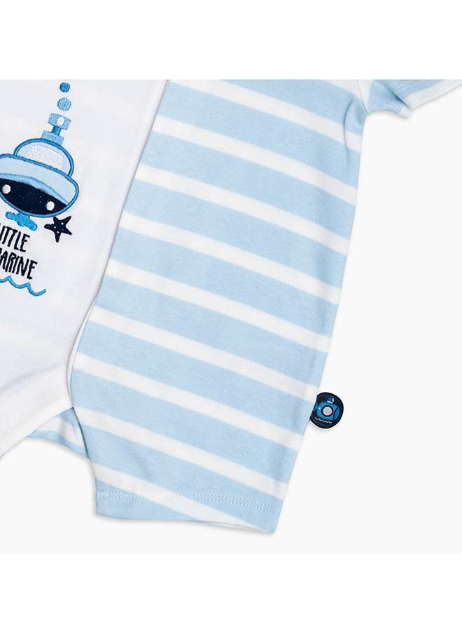 MOON 100% Cotton Romper With Collar 6-9M Blue - Little Submarine - Image 3