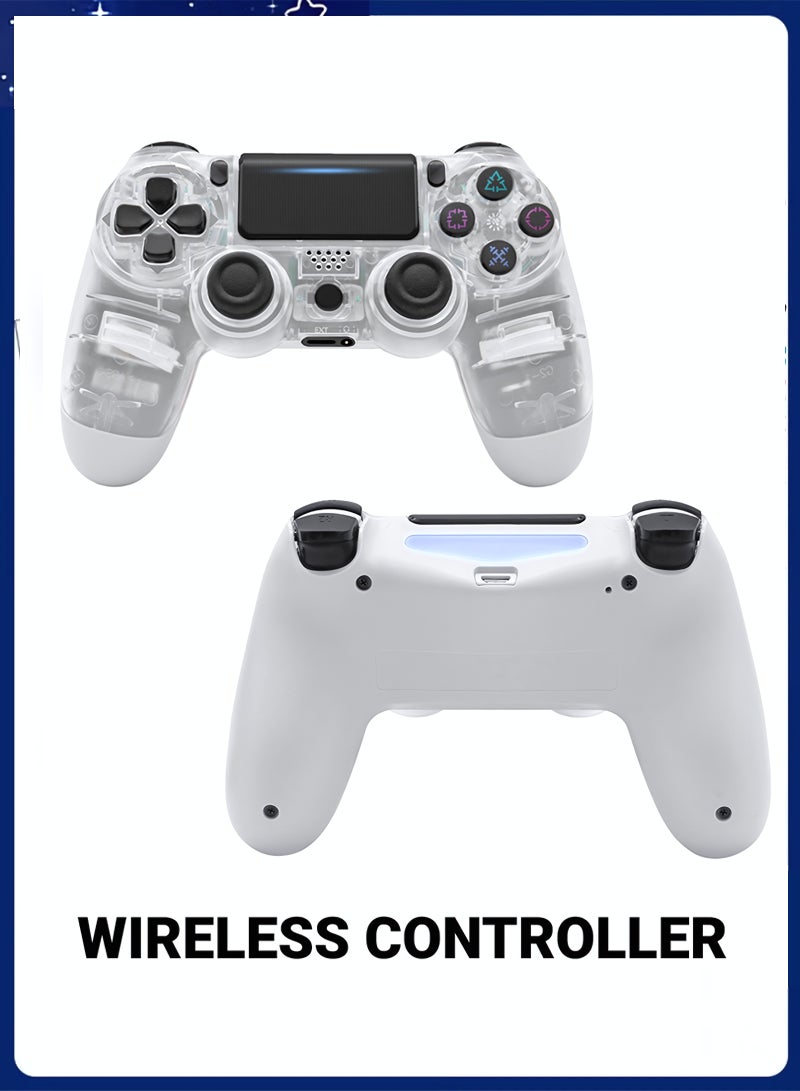 وحدة تحكم لاسلكية لألعاب الكمبيوتر مع اهتزاز مزدوج، وحدة تحكم لاسلكية DualShock لجهاز PS4، لوحة لمس قابلة للنقر ومضادة للانزلاق، لون أبيض شفاف - Image 1