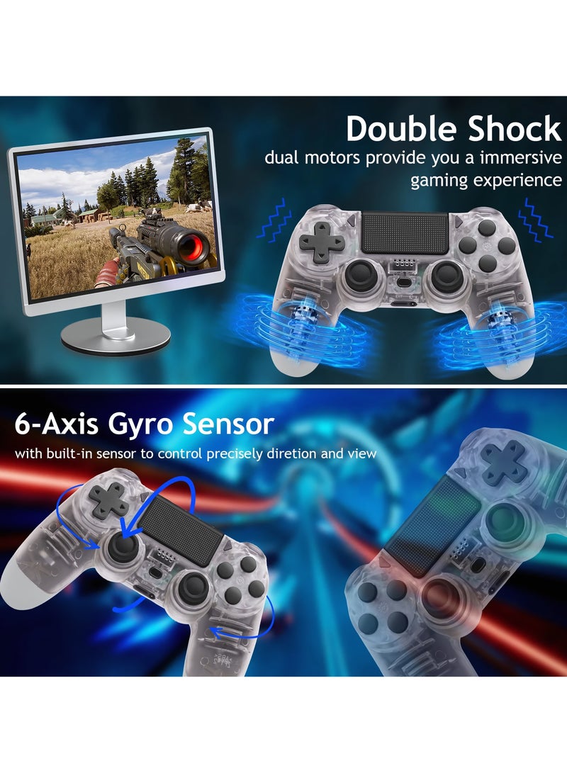 وحدة تحكم لاسلكية لألعاب الكمبيوتر مع اهتزاز مزدوج، وحدة تحكم لاسلكية DualShock لجهاز PS4، لوحة لمس قابلة للنقر ومضادة للانزلاق، لون أبيض شفاف - Image 3
