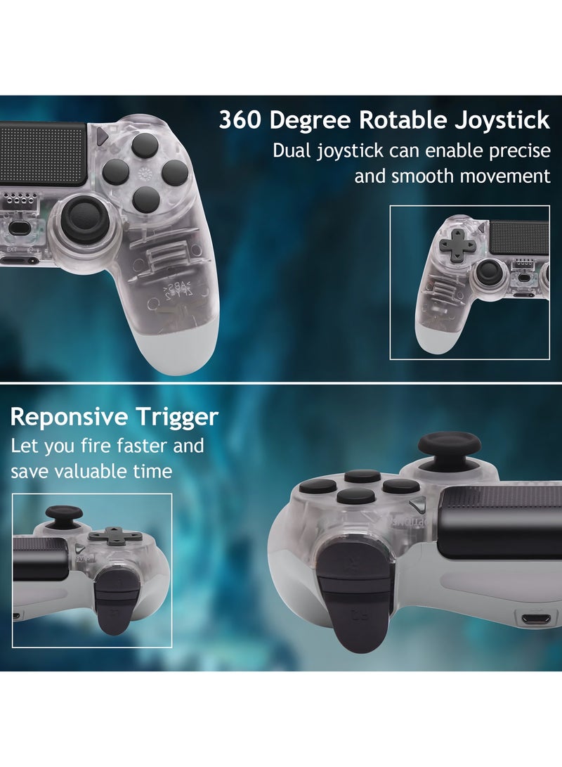 وحدة تحكم لاسلكية لألعاب الكمبيوتر مع اهتزاز مزدوج، وحدة تحكم لاسلكية DualShock لجهاز PS4، لوحة لمس قابلة للنقر ومضادة للانزلاق، لون أبيض شفاف - Image 4
