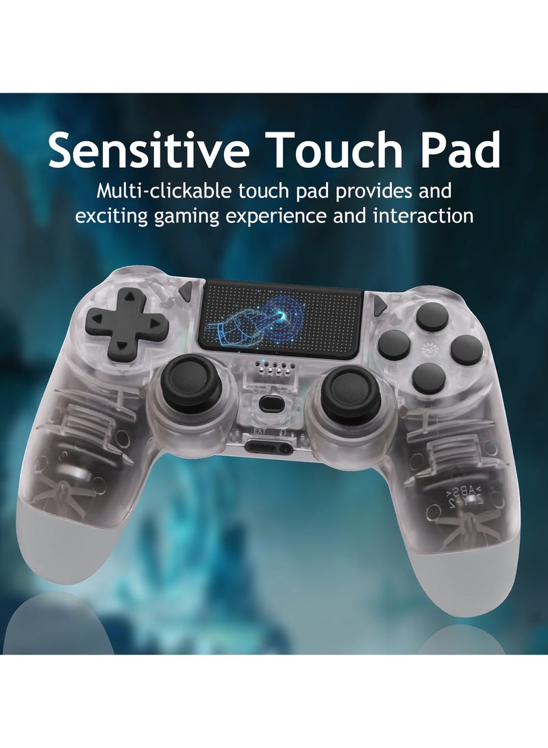 وحدة تحكم لاسلكية لألعاب الكمبيوتر مع اهتزاز مزدوج، وحدة تحكم لاسلكية DualShock لجهاز PS4، لوحة لمس قابلة للنقر ومضادة للانزلاق، لون أبيض شفاف - Image 5