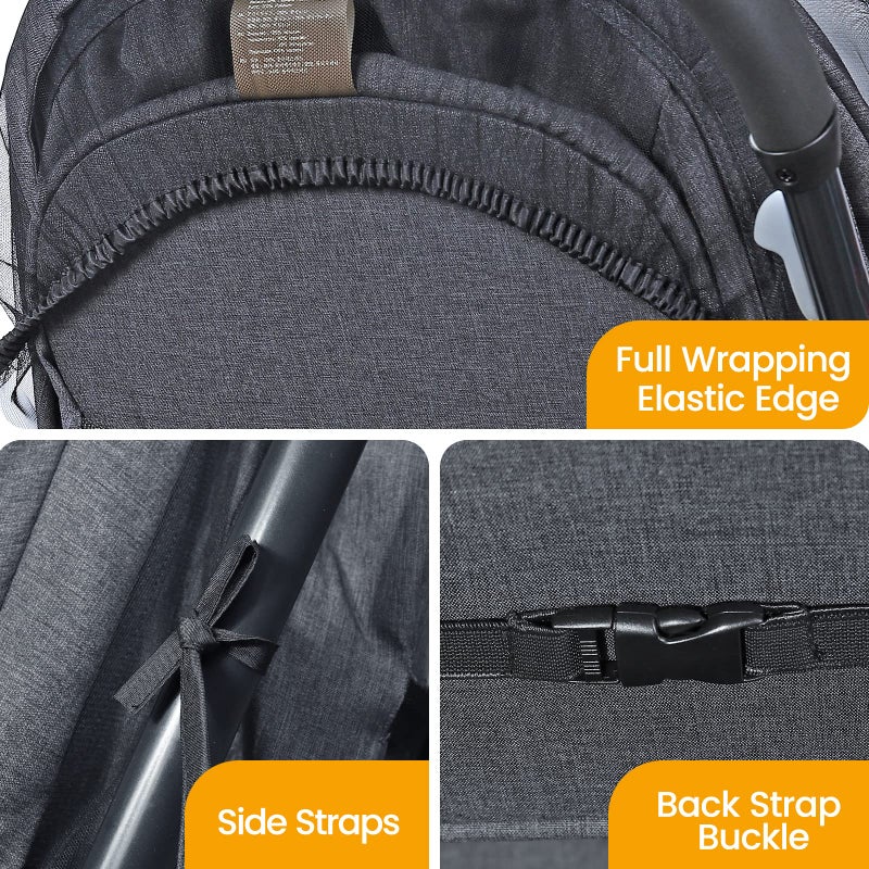 Orzbow Universal Mosquito Net for Stroller, Baby Stroller Bug Net with Two-Way Zippers and Storage Bag, Breathable & Foldable Mosquito Cover for Car Seats, Bassinets, Cradle, Portable Mini Crib, Black - Image 4
