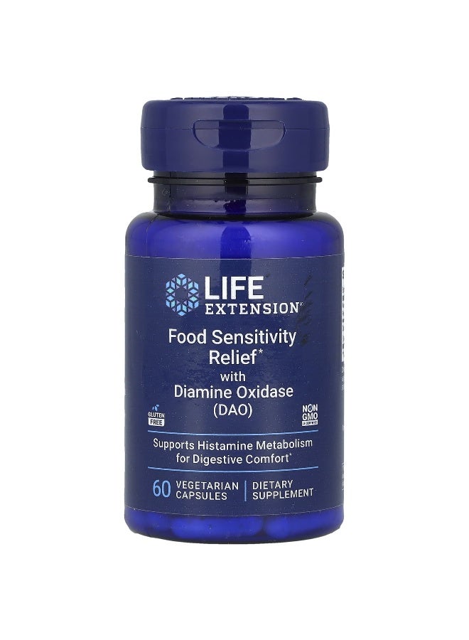 LifeExtension Life Extension, Food Sensitivity Relief with Diamine Oxidase (DAO), 4.3 mg, 60 Vegetarian Capsules  - Image 1