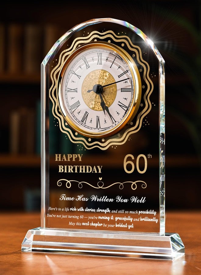Sttokilly 60th Birthday Crystal Quartz Clock for Women Men,60 Year Old Birthday Gift for Her Him,Happy 60th Birthday Decoration Gift for Mom Dad - Image 1